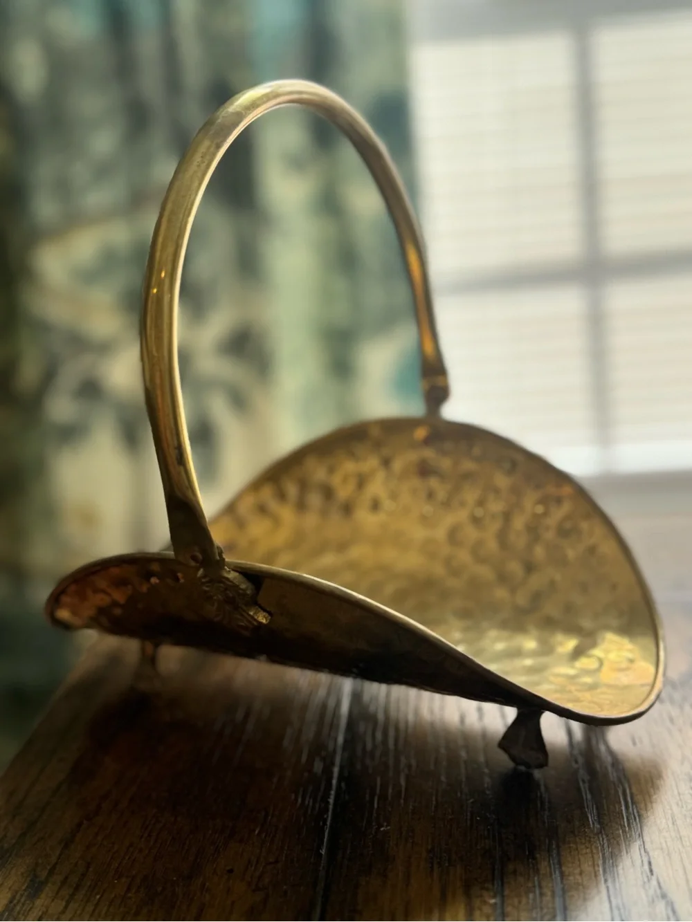Vintage Hammered Brass Log Basket Decor